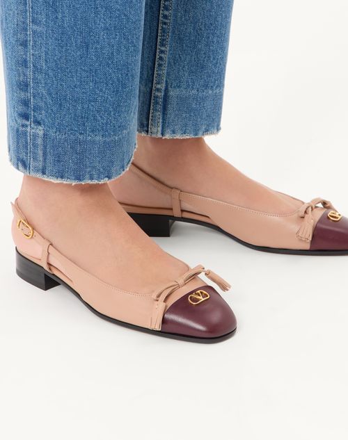 Valentino Garavani - Valet Du Roi Kid Slingback Ballerina 25mmm - Rose Cannelle/garnet - Woman - Ballerinas